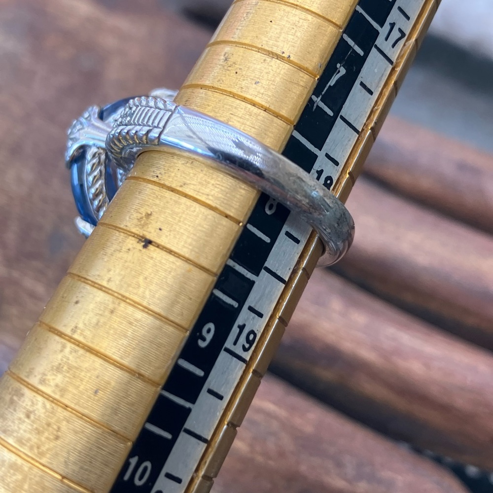 Judith Ripka Sterling Silver Blue Stone Ring 8 - Picture 10 of 10
